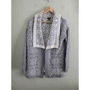 Talbots Mp Wool Cashmere Blend Nordic Fair Isle Open Front Collared Cardigan